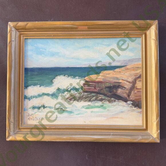 Mid-Century Original Acrylic Painting Crashing Waves BN Knoles - Picture 10 of 10